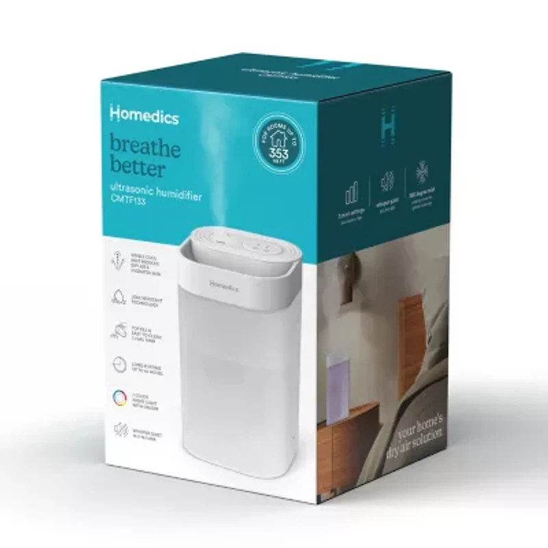 HoMedics Top-Fill 50hr Ultrasonic With Night Light Humidifier