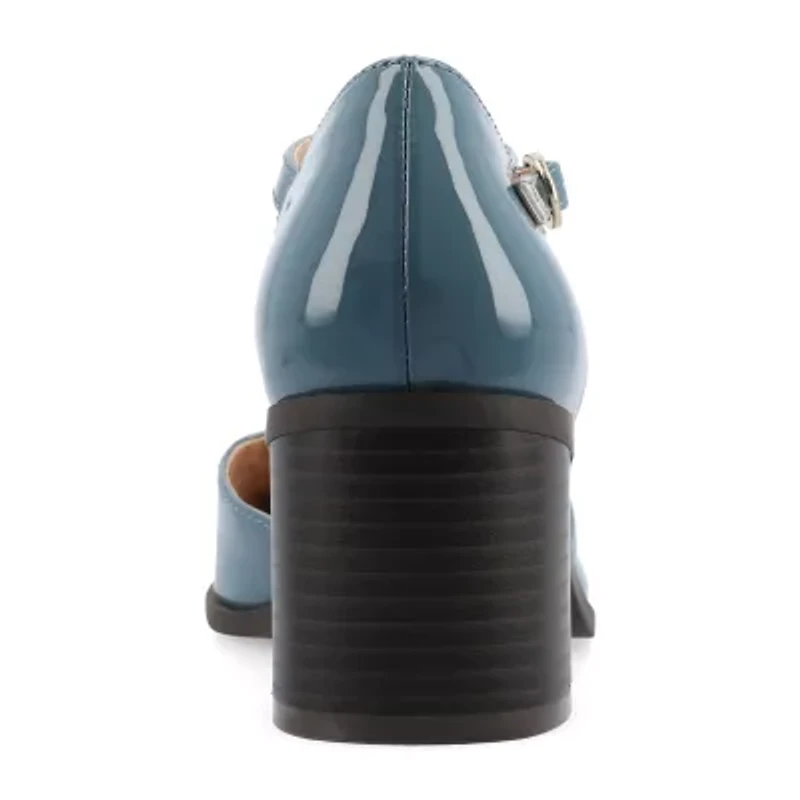 Journee Collection Evangeline Womens Moc Closed Toe Stacked Heel Pumps