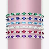 Gemstone Sterling Silver Oval 7.5 Inch Tennis Bracelet