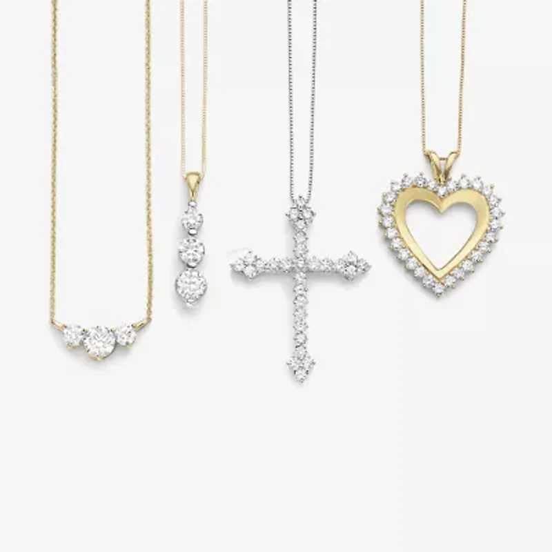 (H / Si2) Womens 1 CT. T.W. Lab Grown White Diamond 10K White Gold Cross 18 Inch Pendant Necklace