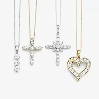 G-H / Si2-I1) Womens 1/ CT. T.W. Lab Grown White Diamond 10K Gold Cross 18 Inch Pendant Necklace