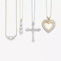 Womens 1 CT. T.W. Lab Grown White Diamond 10K Gold Heart 18 Inch Pendant Necklace