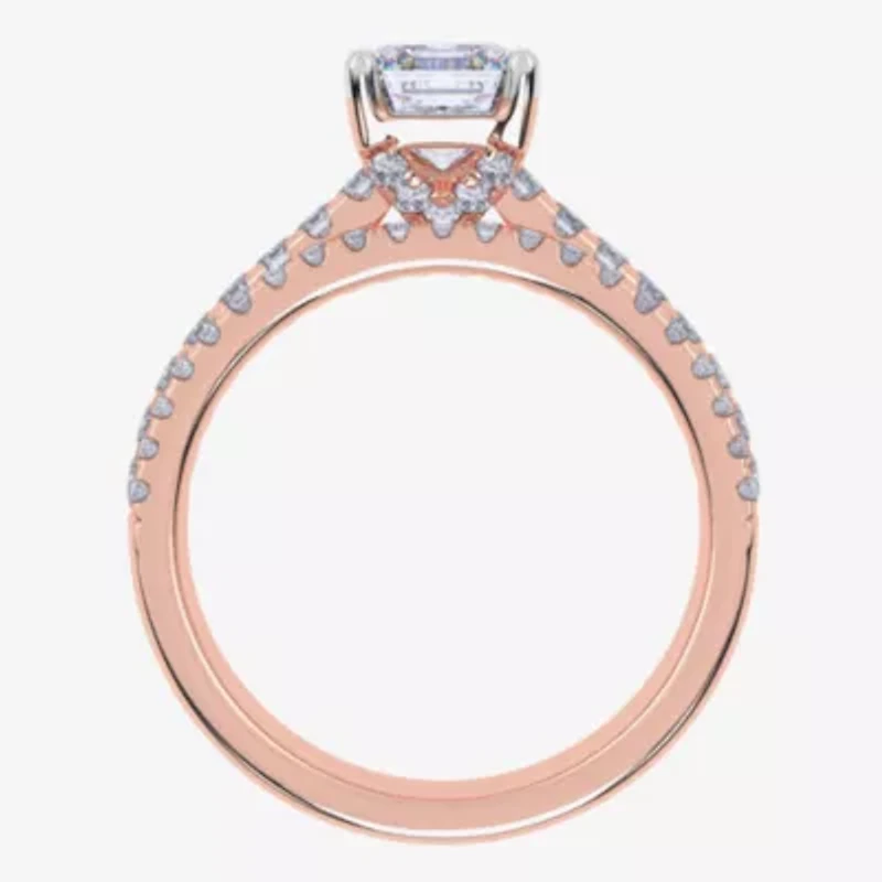 (H-I / Si2-I1) Womens 1 1/2 CT. T.W. Lab Grown White Diamond 10K Gold Side Stone Bridal Set