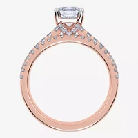 (H-I / Si2-I1) Womens 1 1/2 CT. T.W. Lab Grown White Diamond 10K Gold Side Stone Bridal Set