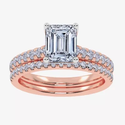 (H-I / Si2-I1) Womens 1 1/2 CT. T.W. Lab Grown White Diamond 10K Gold Side Stone Bridal Set
