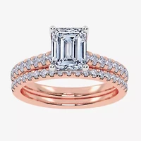 (H-I / Si2-I1) Womens 1 1/2 CT. T.W. Lab Grown White Diamond 10K Gold Side Stone Bridal Set