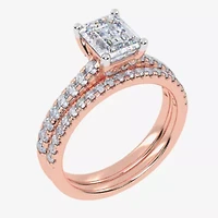(H-I / Si2-I1) Womens 1 1/2 CT. T.W. Lab Grown White Diamond 10K Gold Side Stone Bridal Set