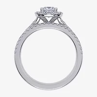 G / Vs2-Si1) Womens 1 CT. T.W. Lab Grown White Diamond 10K Gold Cushion Side Stone Halo Bridal Set