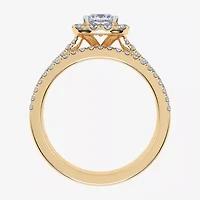 G / Vs2-Si1) Womens 1 CT. T.W. Lab Grown White Diamond 10K Gold Cushion Side Stone Halo Bridal Set