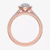 (G / Vs2-Si1) Womens 1 CT. T.W. Lab Grown White Diamond 10K Rose Gold Cushion Side Stone Halo Bridal Set