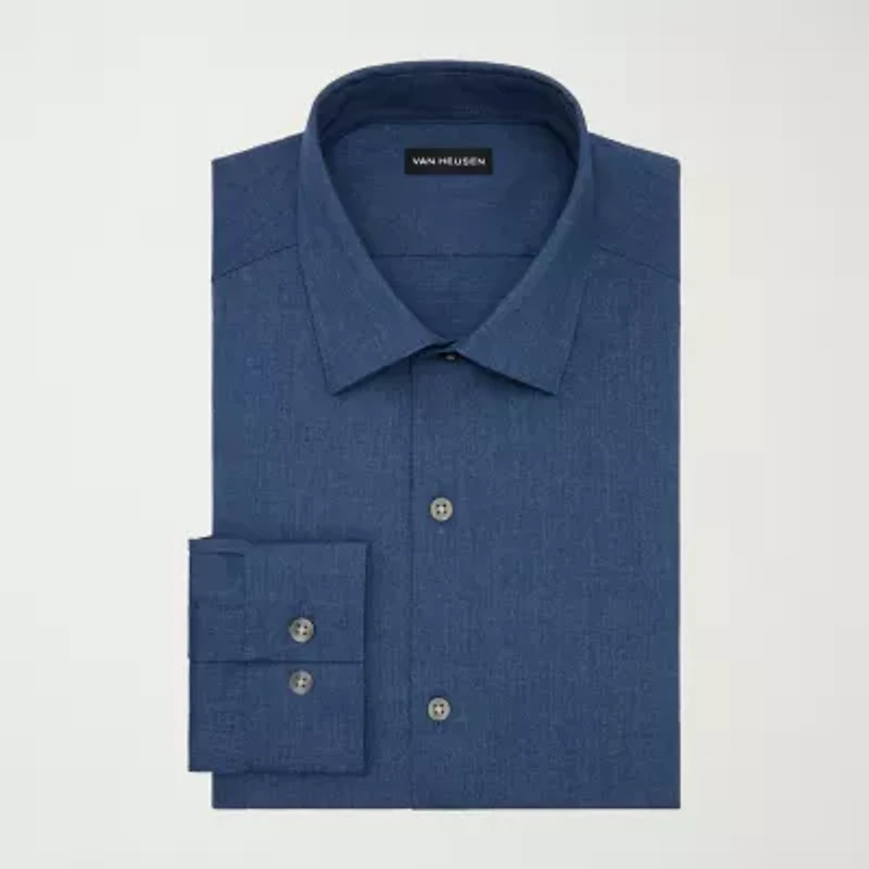 Van Heusen Comfort Performance Mens Slim Fit Stretch Fabric Wrinkle Free Long Sleeve Dress Shirt