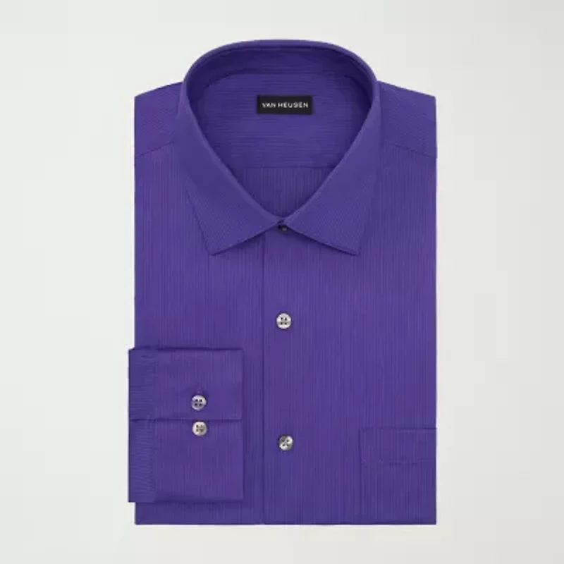 Van Heusen Everyday Defense Stain Shield Mens Regular Fit Stretch Fabric Wrinkle Free Long Sleeve Dress Shirt