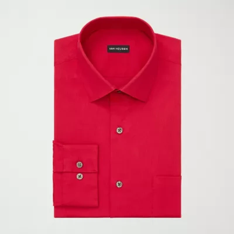 Van Heusen Fitted Everyday Defense Stain Shield Mens Modern Fit Stretch Fabric Wrinkle Free Long Sleeve Dress Shirt