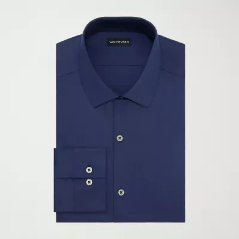 Van Heusen Ultra Flex Big And Tall Mens Regular Fit Stretch Fabric Wrinkle Free Long Sleeve Dress Shirt