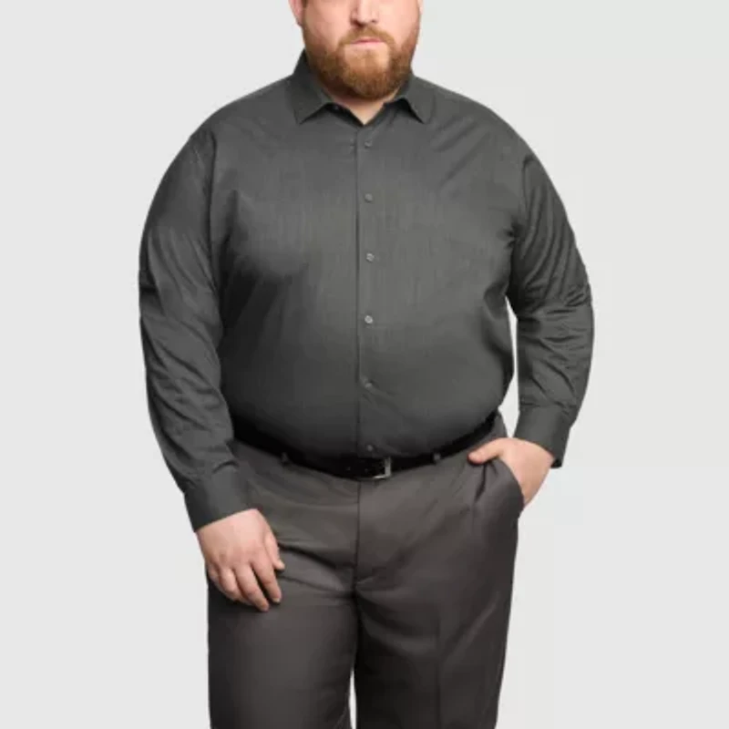 Van Heusen Comfort Performance Big And Tall Mens Regular Fit Stretch Fabric Wrinkle Free Long Sleeve Dress Shirt