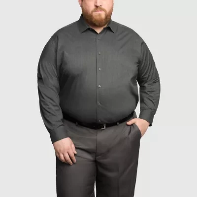 Van Heusen Comfort Performance Big And Tall Mens Regular Fit Stretch Fabric Wrinkle Free Long Sleeve Dress Shirt