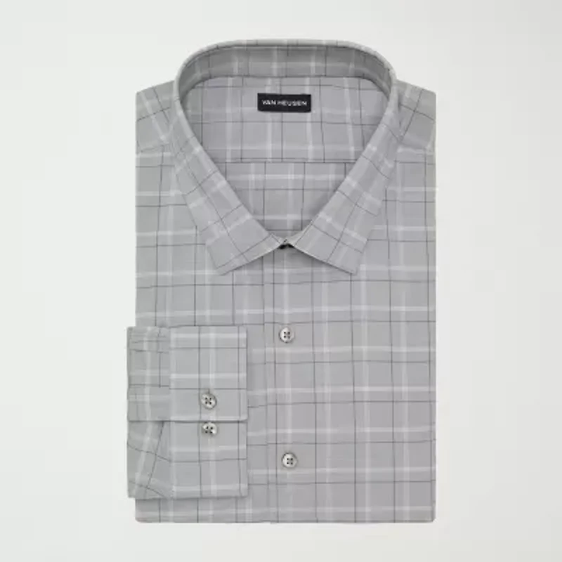 Van Heusen Comfort Performance Big And Tall Mens Regular Fit Stretch Fabric Wrinkle Free Long Sleeve Dress Shirt