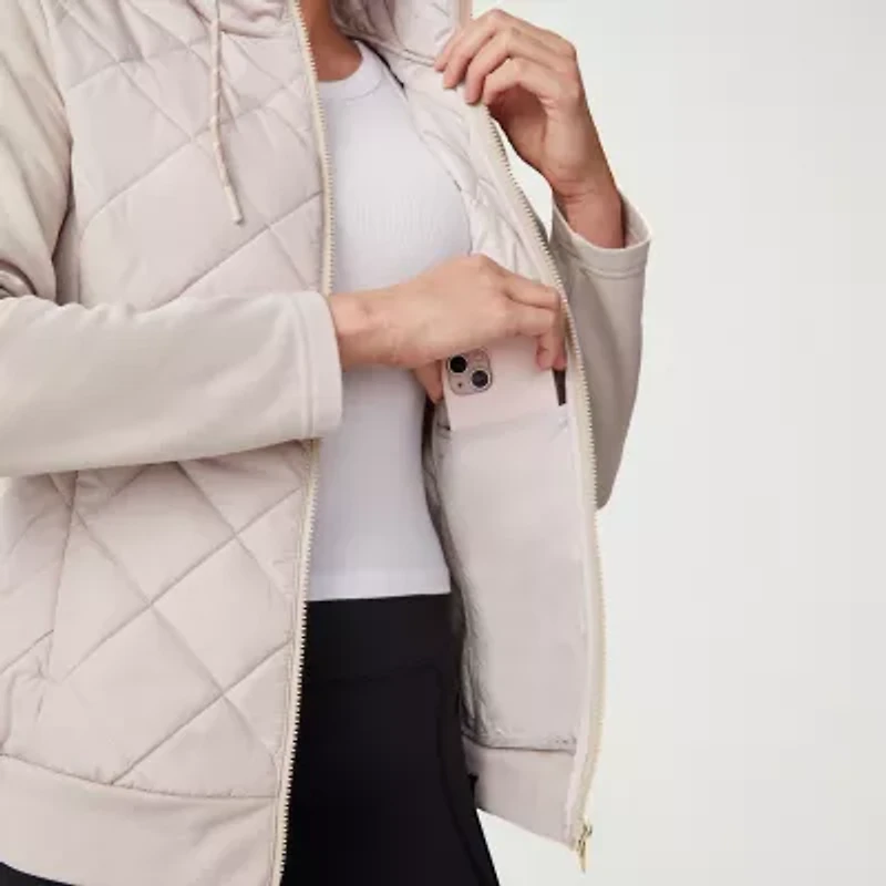 Free Country Womens Hooded Easy-on + Easy-off Lightweight Quilted Jacket
