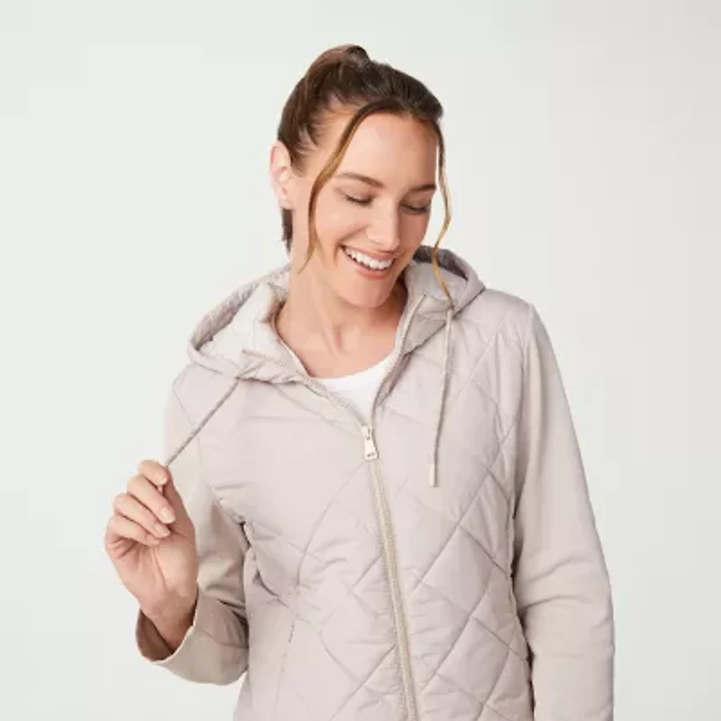 Free Country Womens Hooded Easy-on + Easy-off Lightweight Quilted Jacket