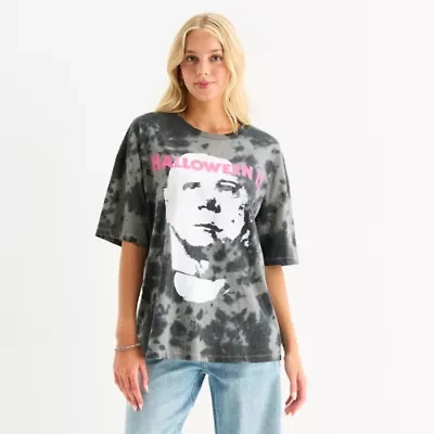 Grayson Threads, The Label Haloween Michael Myers Oversized Tee Womens Crew Neck Short Sleeve Juniors Graphic T-Shirt