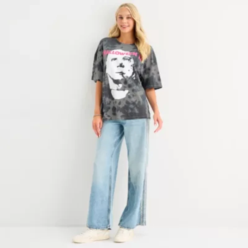Grayson Threads, The Label Haloween Michael Myers Oversized Tee Womens Crew Neck Short Sleeve Juniors Graphic T-Shirt