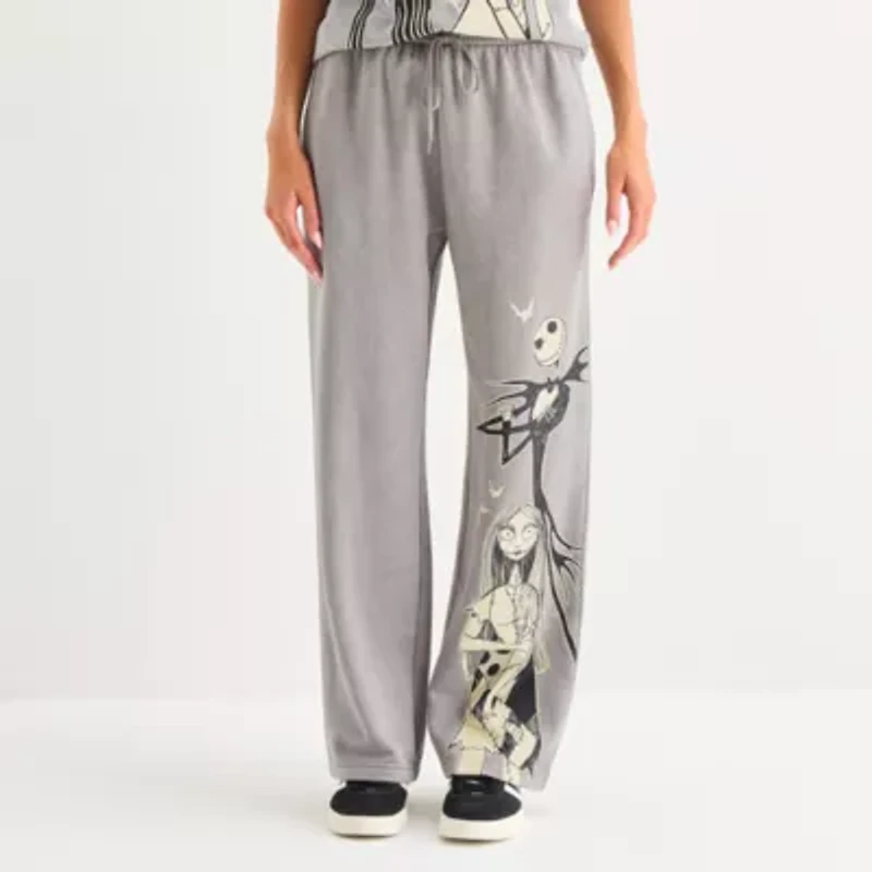 Tim Burton'S Nightmare Before Christmas Wide Leg Sweatpant Womens Drawstring Waist Straight Juniors Fleece