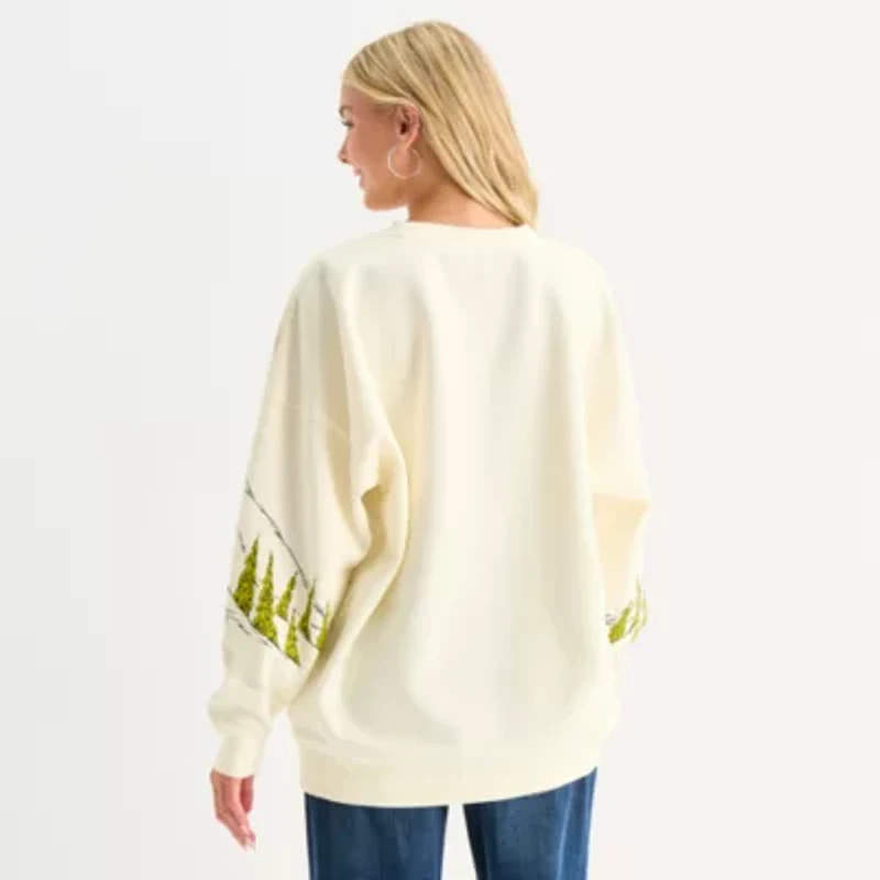 The Grinch Whoville Crew Sweatshirt Womens Neck Long Sleeve Juniors