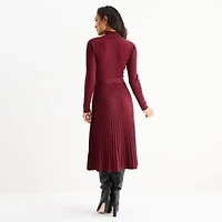 Studio 1 Womens Long Sleeve Midi Sweater Dress