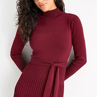 Studio 1 Womens Long Sleeve Midi Sweater Dress