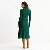 Studio 1 Womens Long Sleeve Midi Sweater Dress