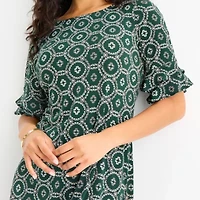 Perceptions Womens Short Sleeve Geometric Shift Dress