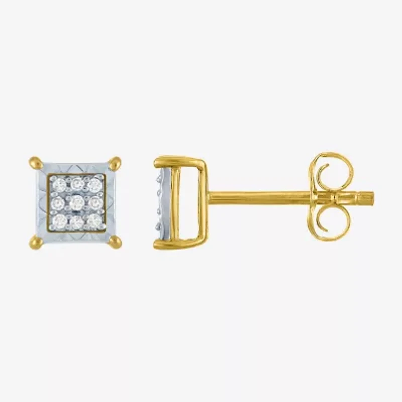 1/10 CT. T.W. Natural White Diamond 10K Gold 5.5mm Stud Earrings