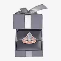 (G / Vs2-Si1) Womens 1 CT. T.W. Lab Grown White Diamond 10K Rose Gold Marquise Side Stone Halo Bridal Set