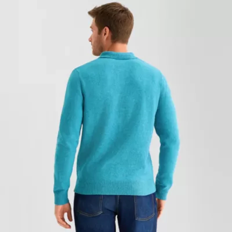 St. John's Bay Cozy Polo Mens Long Sleeve Pullover Sweater