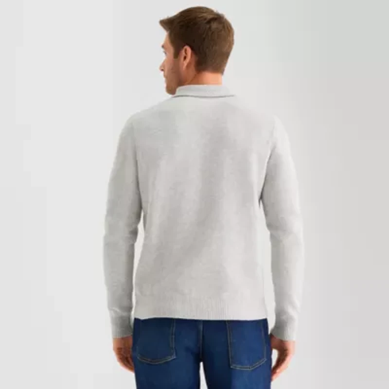 St. John's Bay Cozy Polo Mens Long Sleeve Pullover Sweater