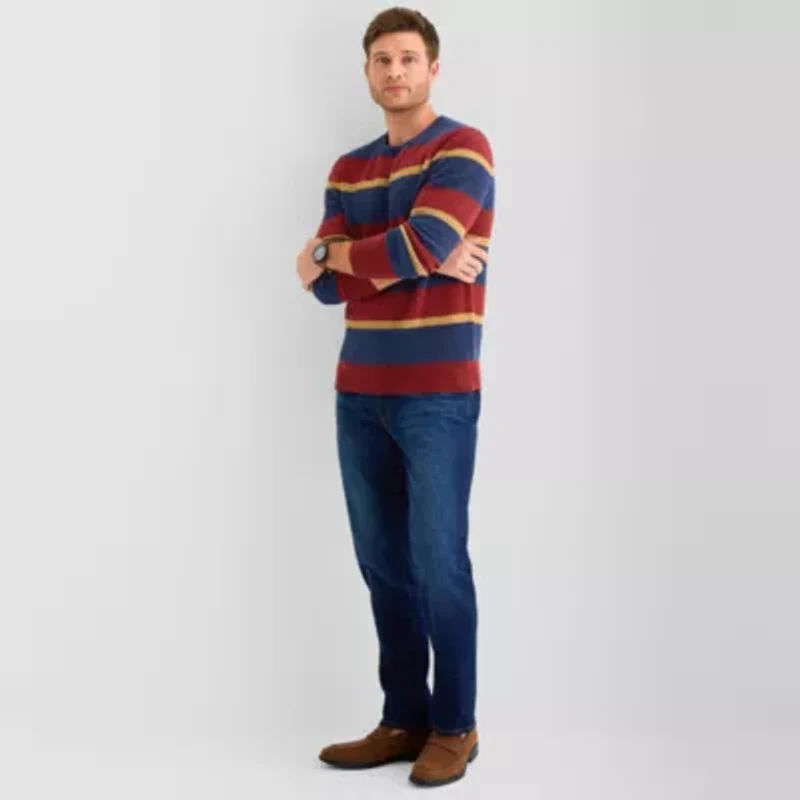 St. John's Bay Cozy Rugby Mens Crew Neck Long Sleeve Pullover Sweater