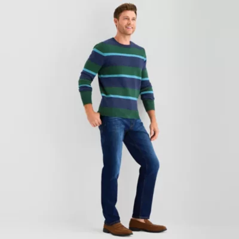 St. John's Bay Cozy Rugby Mens Crew Neck Long Sleeve Pullover Sweater