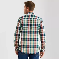 St. John's Bay Poplin Mens Long Sleeve Slim Fit Button-Down Shirt