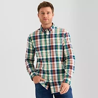 St. John's Bay Poplin Mens Long Sleeve Slim Fit Button-Down Shirt