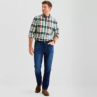 St. John's Bay Poplin Mens Long Sleeve Slim Fit Button-Down Shirt