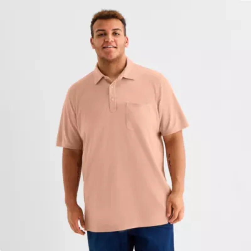 mutual weave Big and Tall Mens Regular Fit Easy-on + Easy-off Adaptive Short Sleeve Polo Shirt