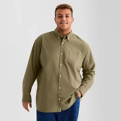 mutual weave Oxford Mens Long Sleeve Athletic Fit Big and Tall Button-Down Shirt