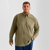 mutual weave Oxford Mens Long Sleeve Athletic Fit Big and Tall Button-Down Shirt