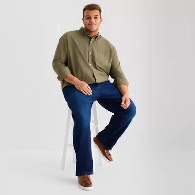 mutual weave Oxford Mens Long Sleeve Athletic Fit Big and Tall Button-Down Shirt