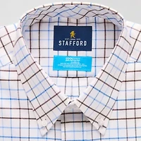 Stafford Coolmax All Season Oxford Mens Regular Fit Stretch Fabric Wrinkle Free Long Sleeve Dress Shirt