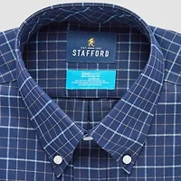 Stafford Coolmax All Season Oxford Mens Regular Fit Stretch Fabric Wrinkle Free Long Sleeve Dress Shirt
