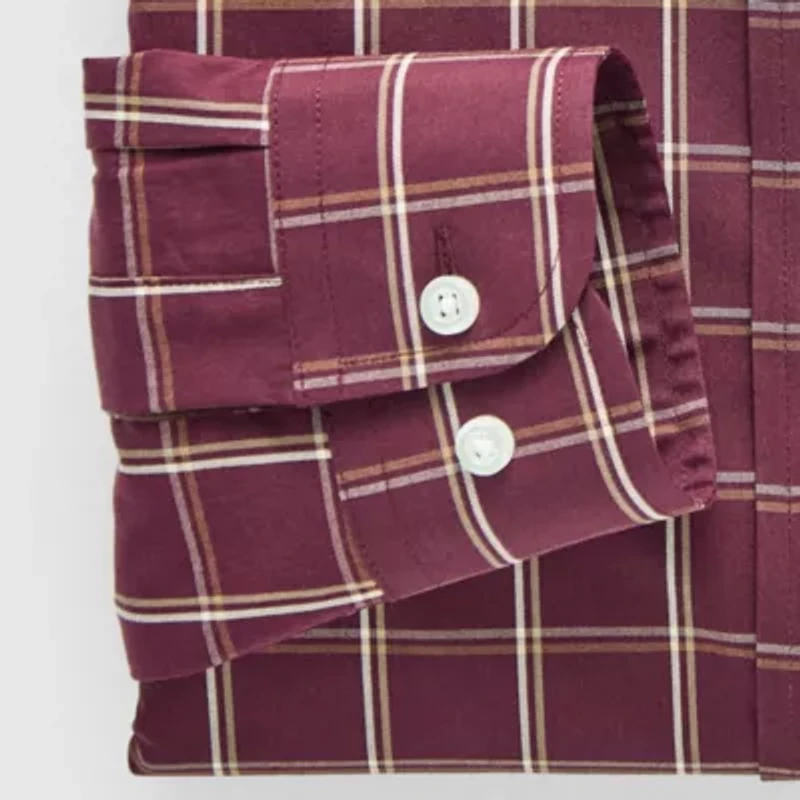 Stafford Slim Smart Tech Mens Fit Stretch Fabric Wrinkle Free Long Sleeve Dress Shirt