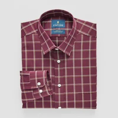 Stafford Slim Smart Tech Mens Fit Stretch Fabric Wrinkle Free Long Sleeve Dress Shirt