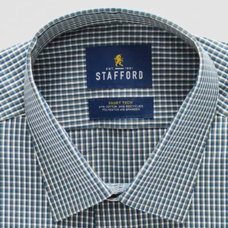 Stafford Slim Smart Tech Mens Fit Stretch Fabric Wrinkle Free Long Sleeve Dress Shirt