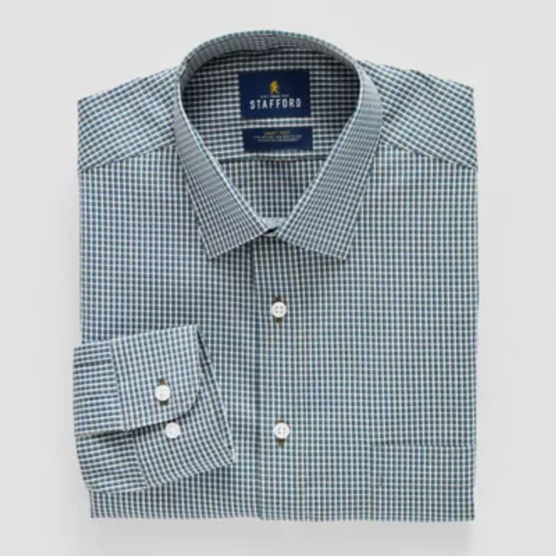 Stafford Slim Smart Tech Mens Fit Stretch Fabric Wrinkle Free Long Sleeve Dress Shirt